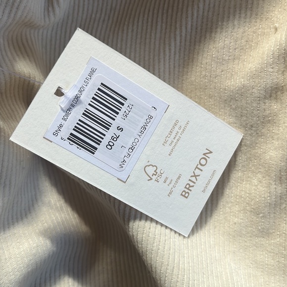 NWT Brixton Bowery W Corduroy Flannel - Picture 4 of 4